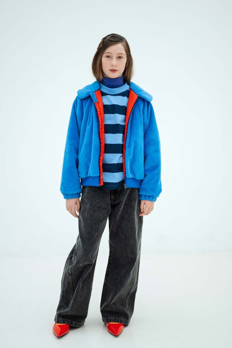 REPOSE AMS Wide Leg Denim Pants - slate grey