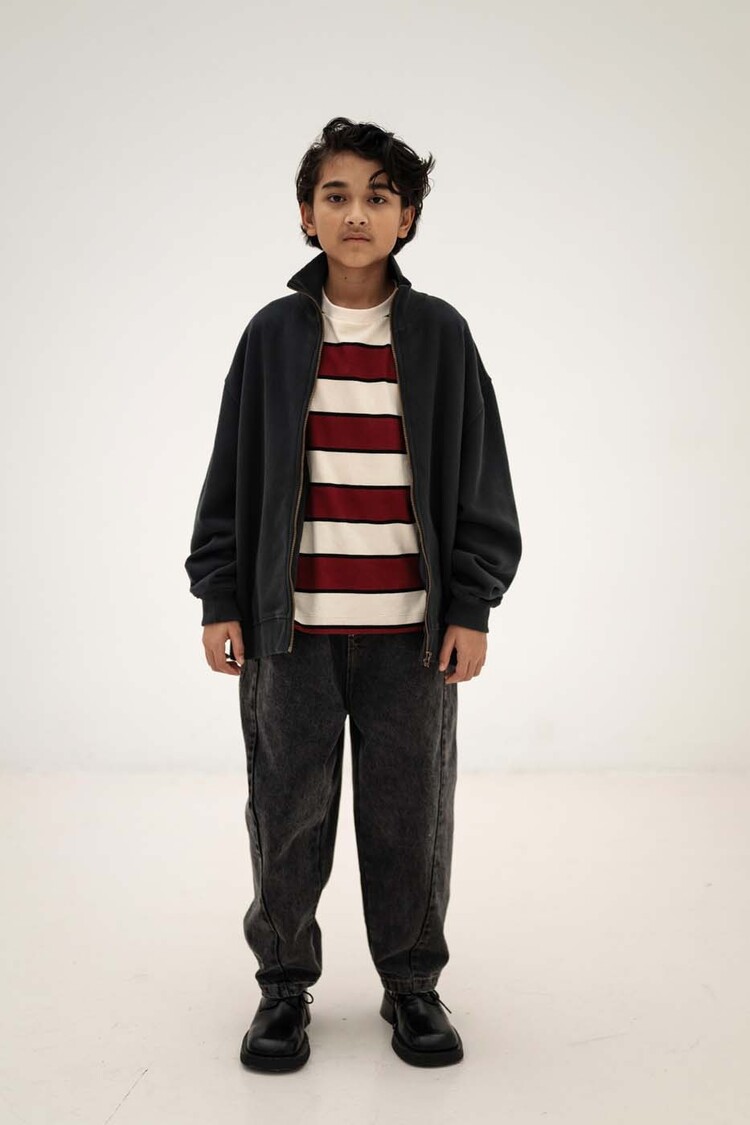 REPOSE AMS Tee Shirt - mulberry stripe