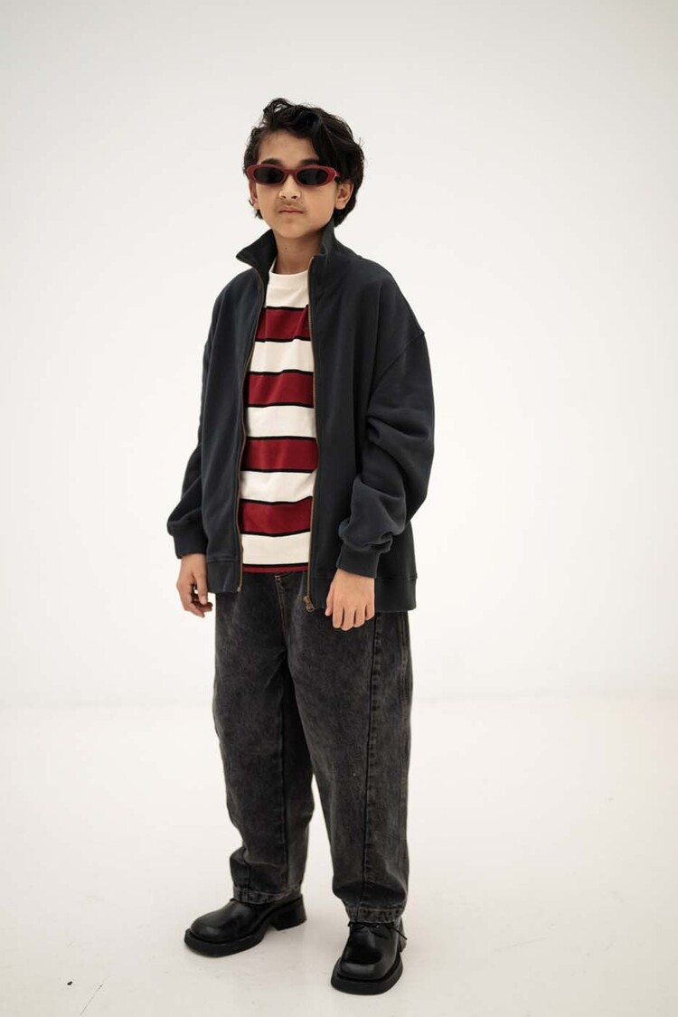 REPOSE AMS T-shirt - mulberry stripe