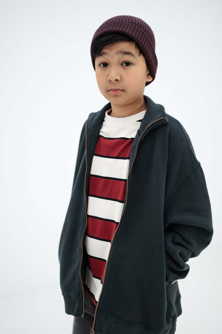 REPOSE AMS Tee Shirt - mulberry stripe