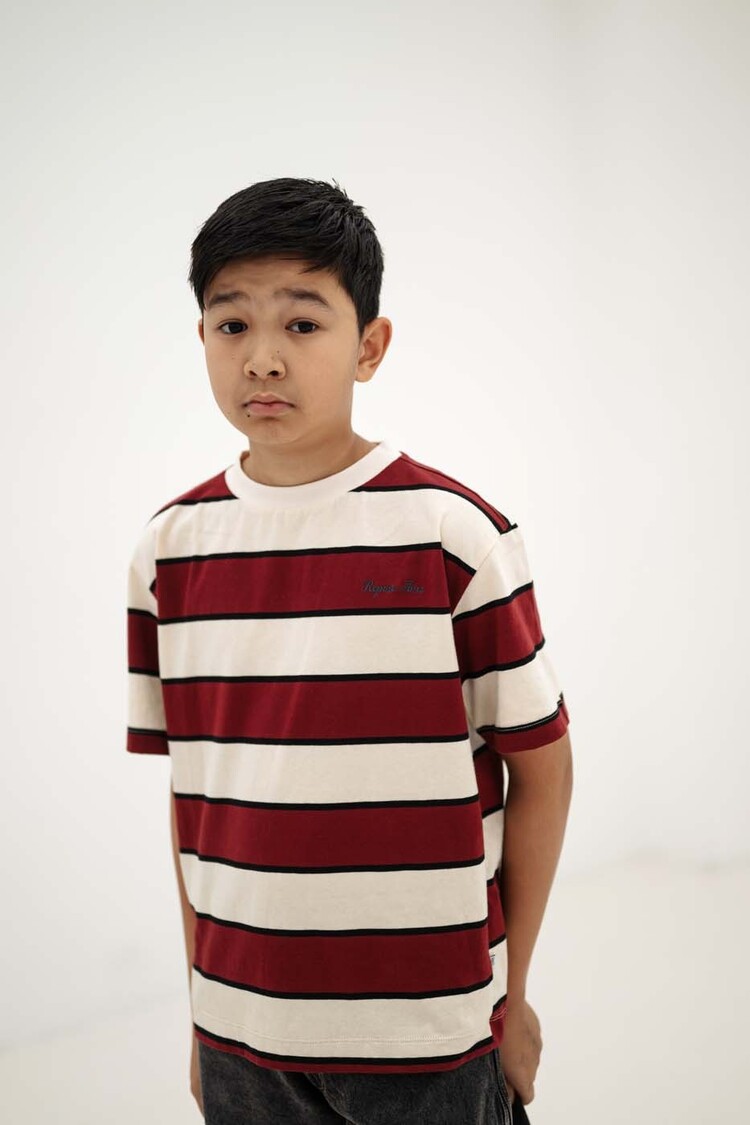 REPOSE AMS T-shirt - mulberry stripe