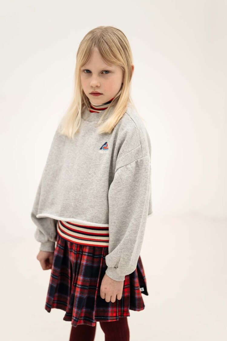 REPOSE AMS Crop Heart Sweater - light grey