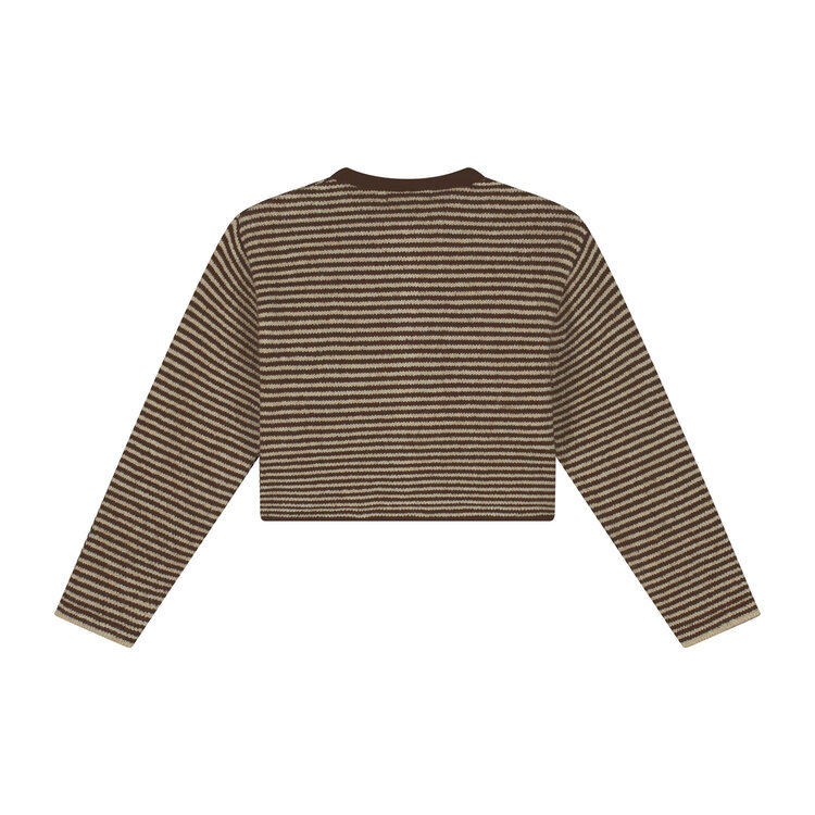 Charlie Petite Jade Cardigan - Stripes Brown/Ecru