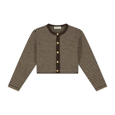 Charlie Petite Jade Cardigan - Stripes Brown/Ecru