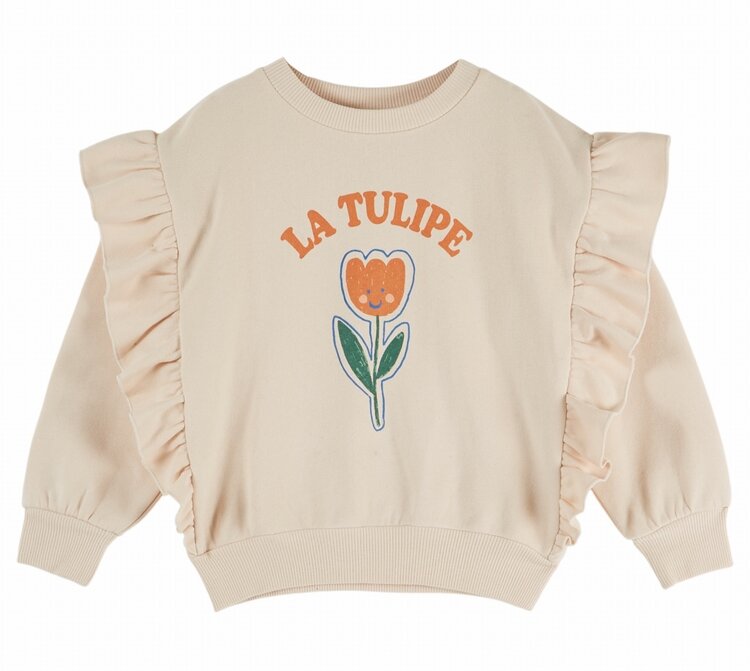 Emile et Ida Sweat Ruffle Tulipe - Farine
