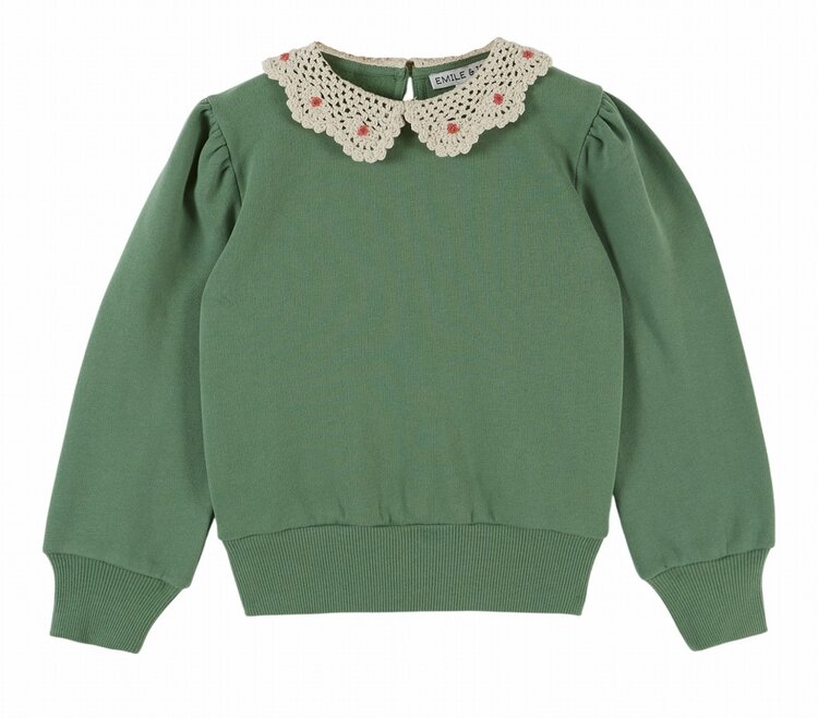 Emile et Ida Sweat Col Crochet - Olive