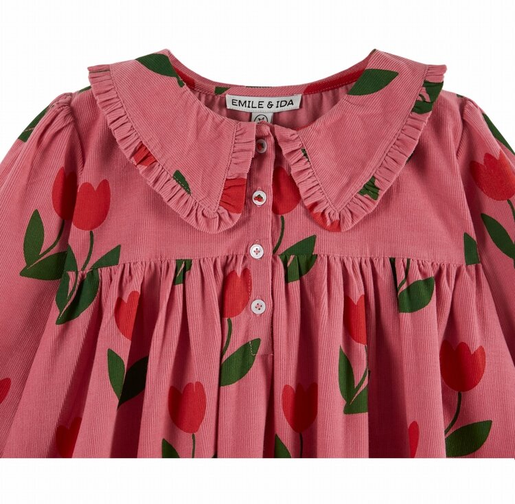 Emile et Ida Robe Ample Col Volant - Grande Tulipe