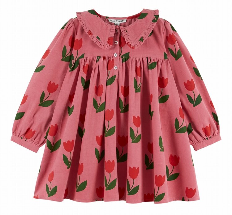 Emile et Ida Robe Ample Col Volant - Grande Tulipe