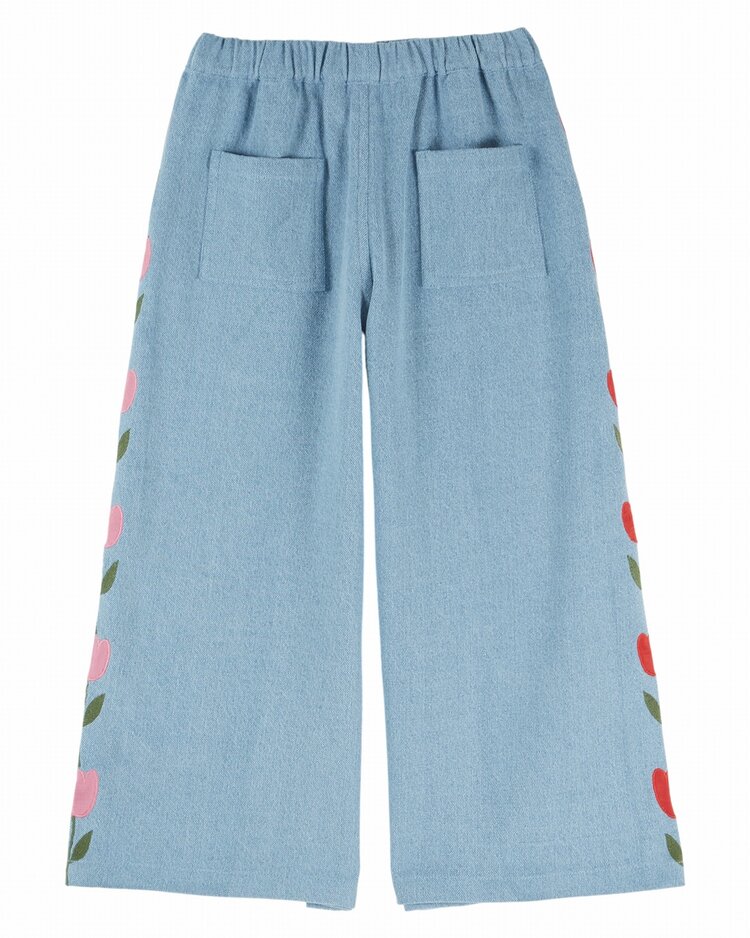 Emile et Ida Trousers Denim Brode Tulipe - Bleu Delave