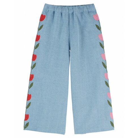 Emile et Ida Trousers Denim Brode Tulipe - Bleu Delave