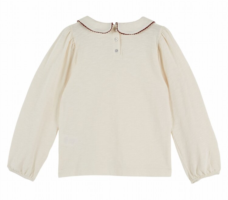 Emile et Ida Ts Uni Picote Jersey Flamme - Ecru Acajou
