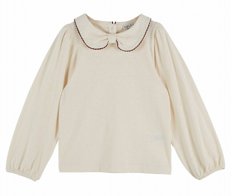 Emile et Ida Ts Uni Picote Jersey Flamme - Ecru Acajou