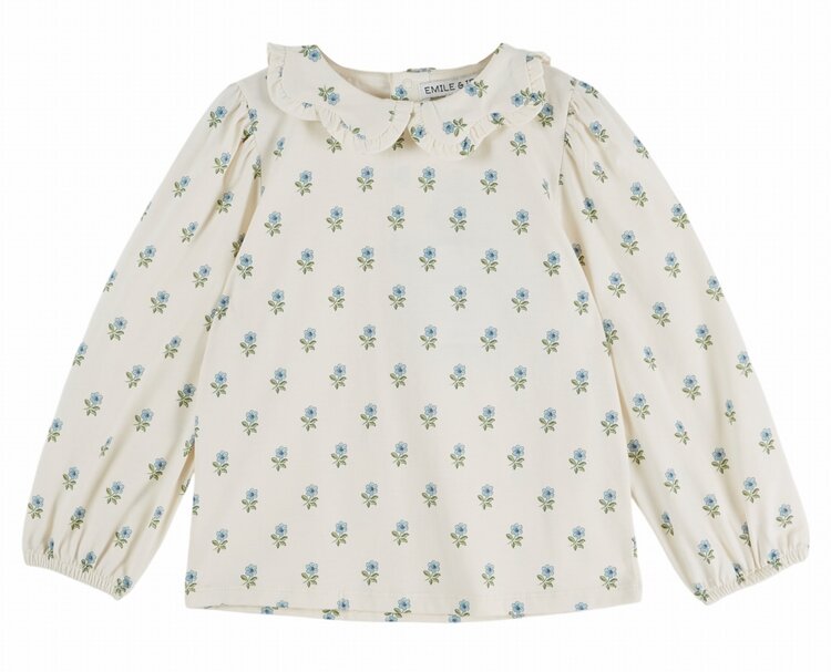 Emile et Ida Blouse Jersey Col Fleur - Scarlet