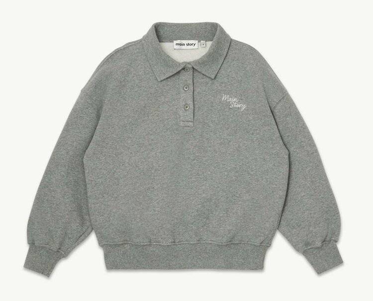 Main Story UK Polo Sweatshirt - Grey Melange Fleece