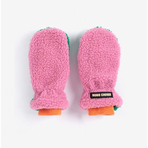 Bobo Choses Color Block sheepskin mittens