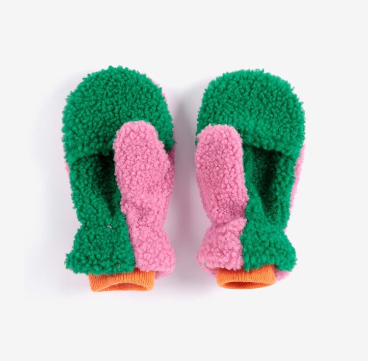 Bobo Choses Color Block sheepskin mittens