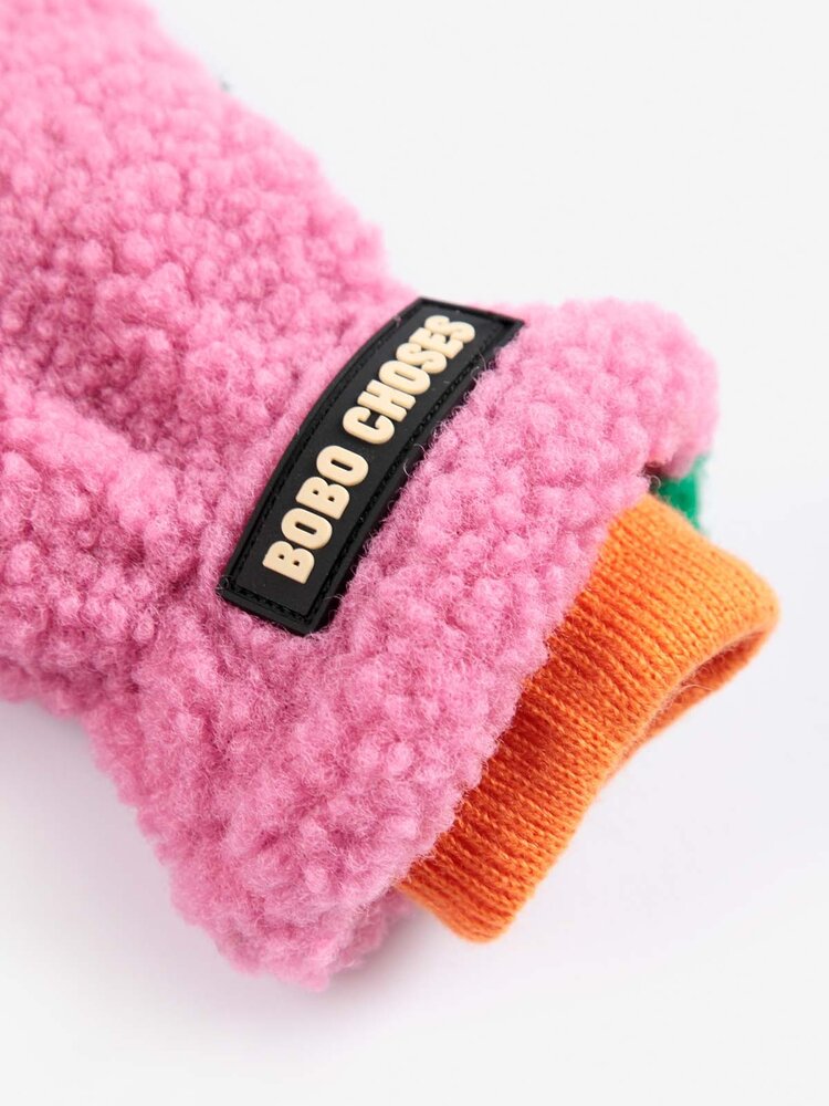 Bobo Choses Color Block sheepskin mittens