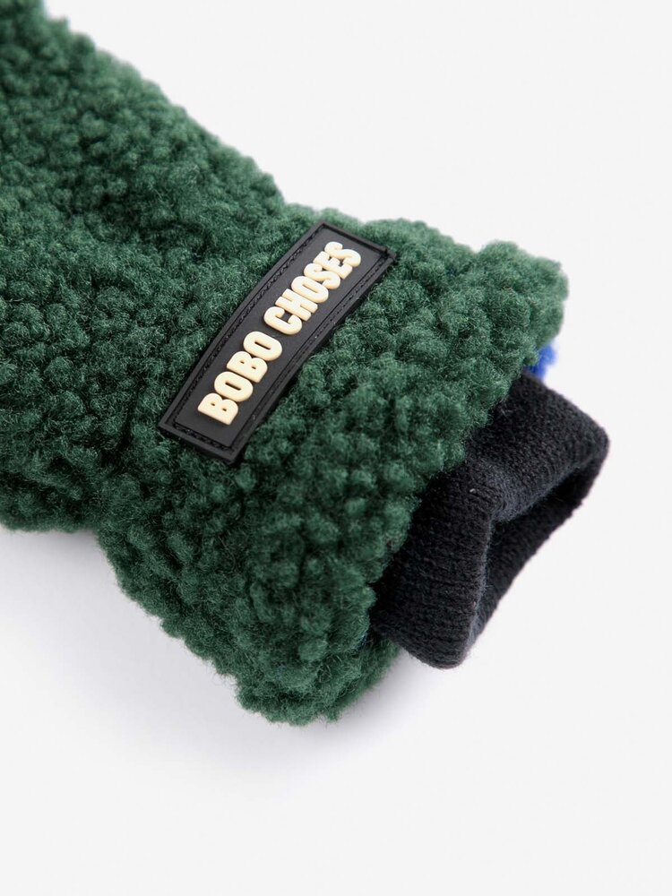 Bobo Choses Color Block sheepskin mittens