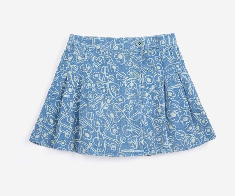 Bobo Choses  Sketchy Flowers all over corduroy skirt
