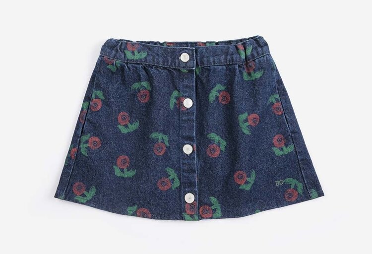 Bobo Choses Stamp Bloom all over denim skirt