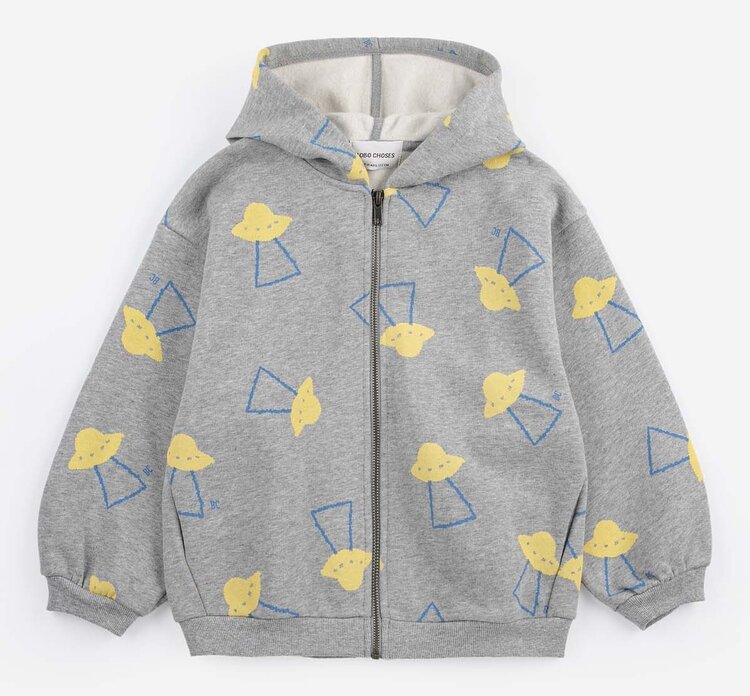 Bobo Choses  Pixel Abduction all over zipped hoodie