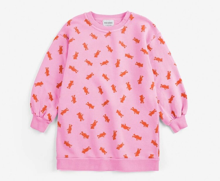 Bobo Choses Softpaw Monster all over sweatshirt dress