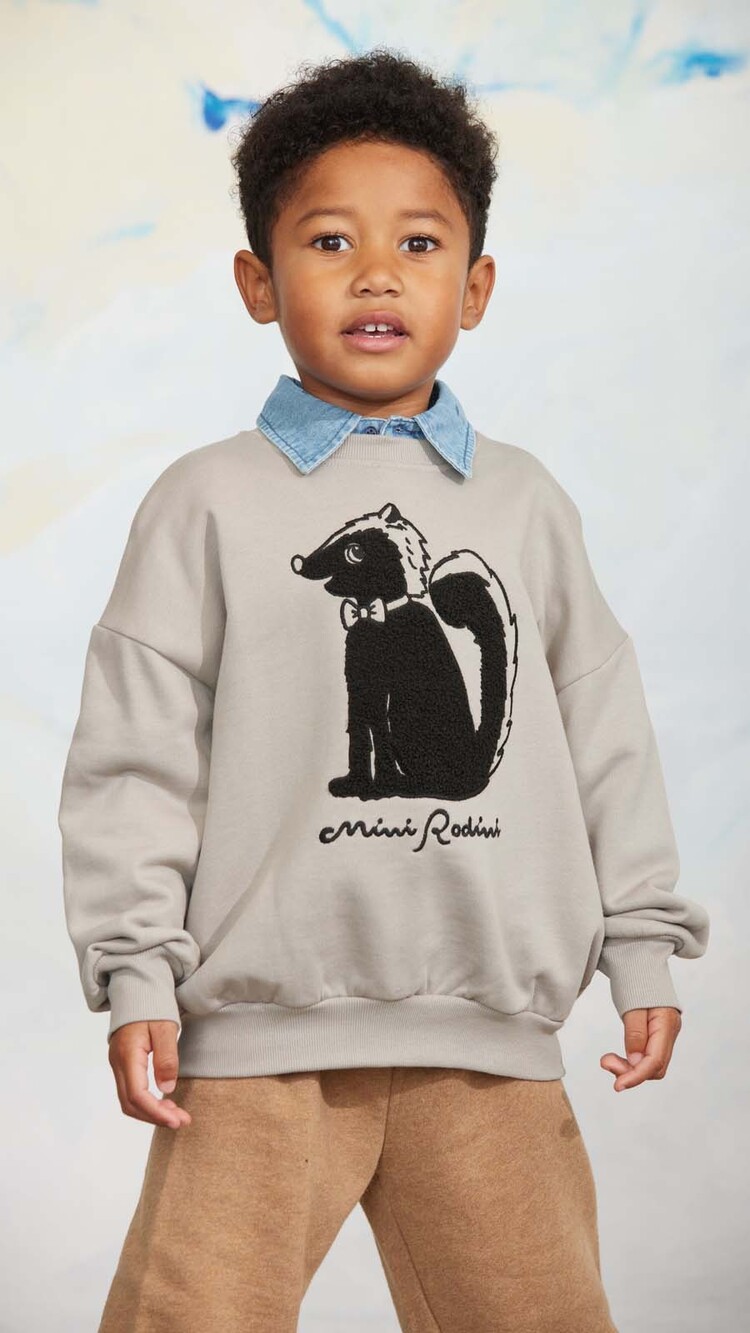 Mini Rodini Skunk Chenille Sweatshirt - grey
