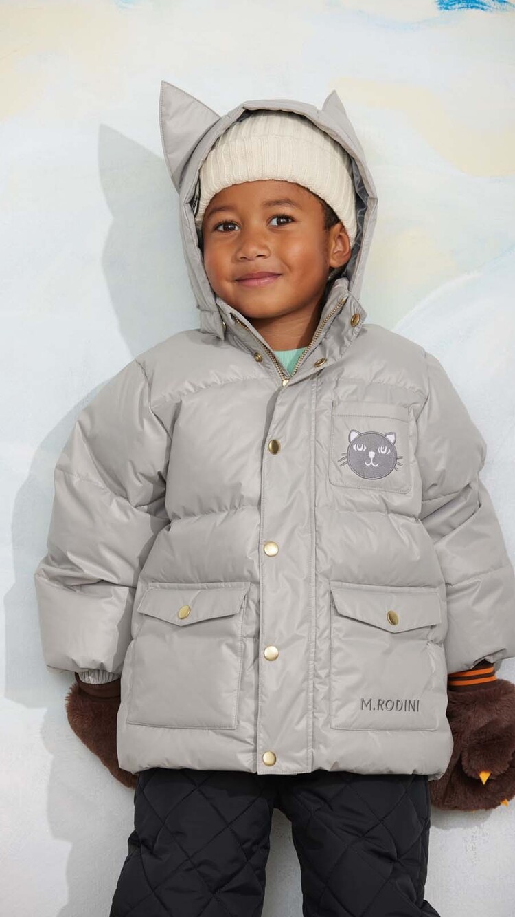 Mini Rodini Cat ears heavy puffer - grey