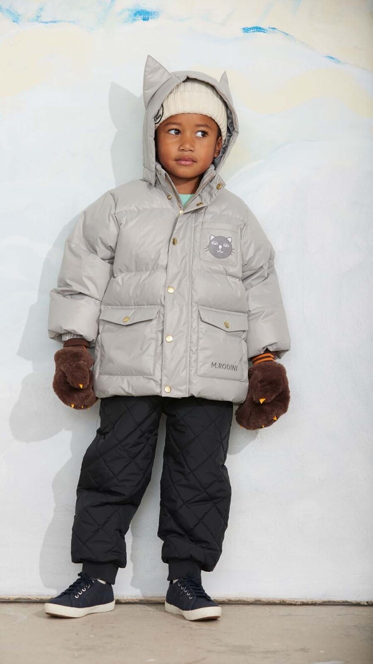 Mini Rodini Cat ears heavy puffer - grey