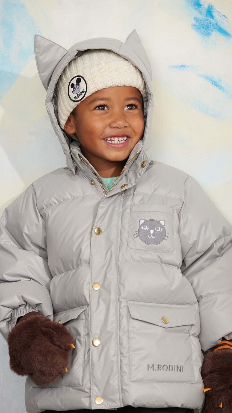 Mini Rodini Cat ears heavy puffer - grey