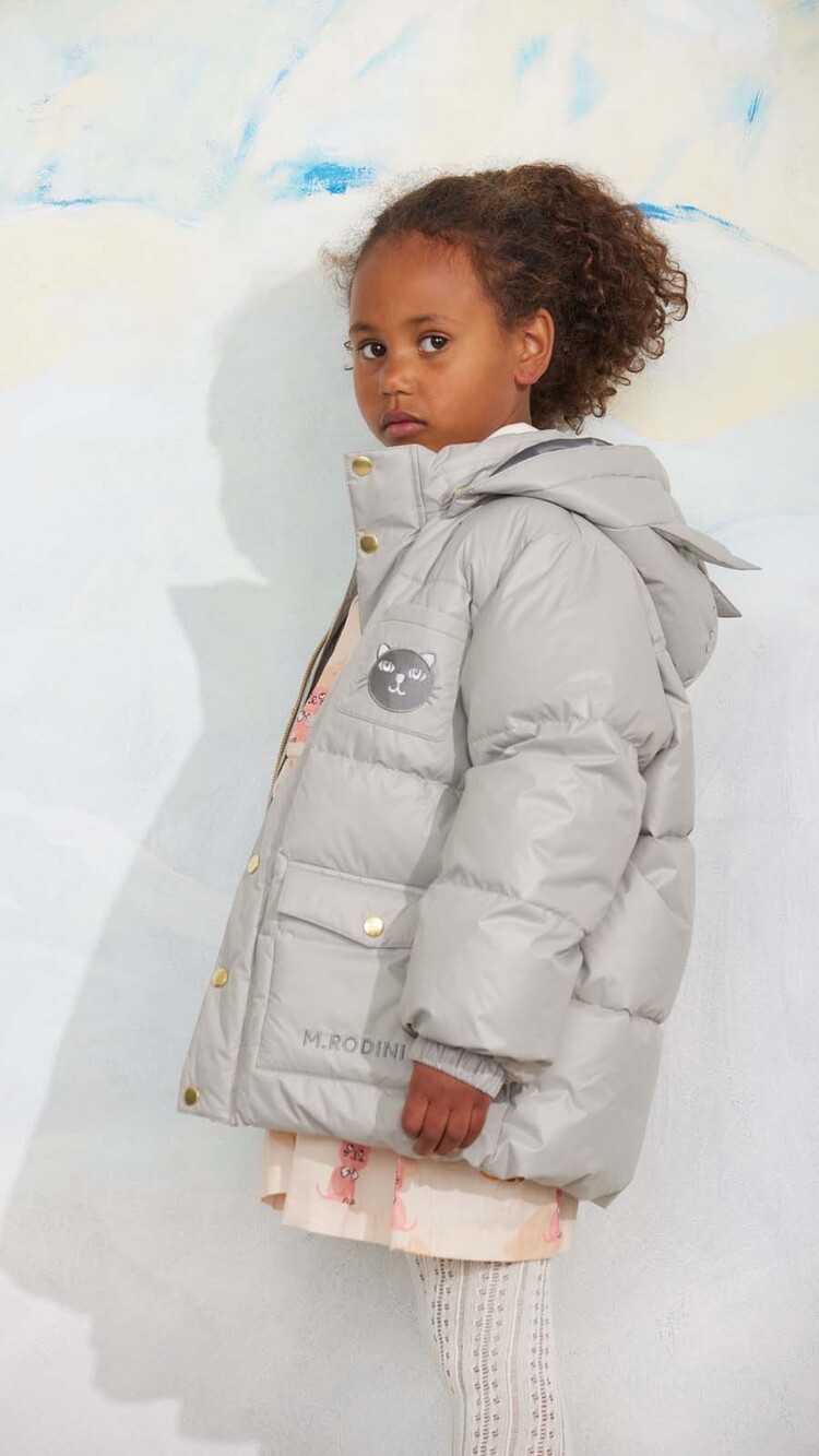 Mini Rodini Cat ears heavy puffer - grey