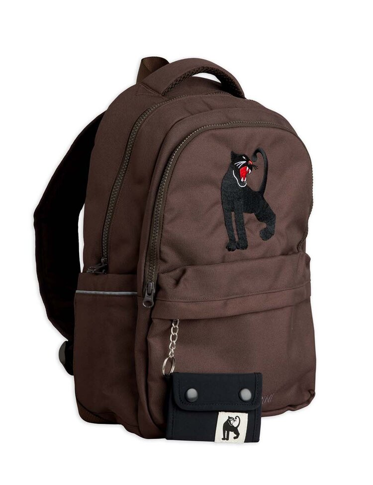 Mini Rodini Panther emb school backpack - brown
