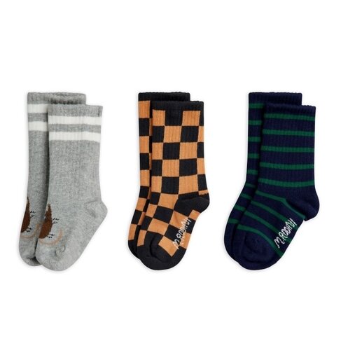 Mini Rodini Chess Check 3-pack socks
