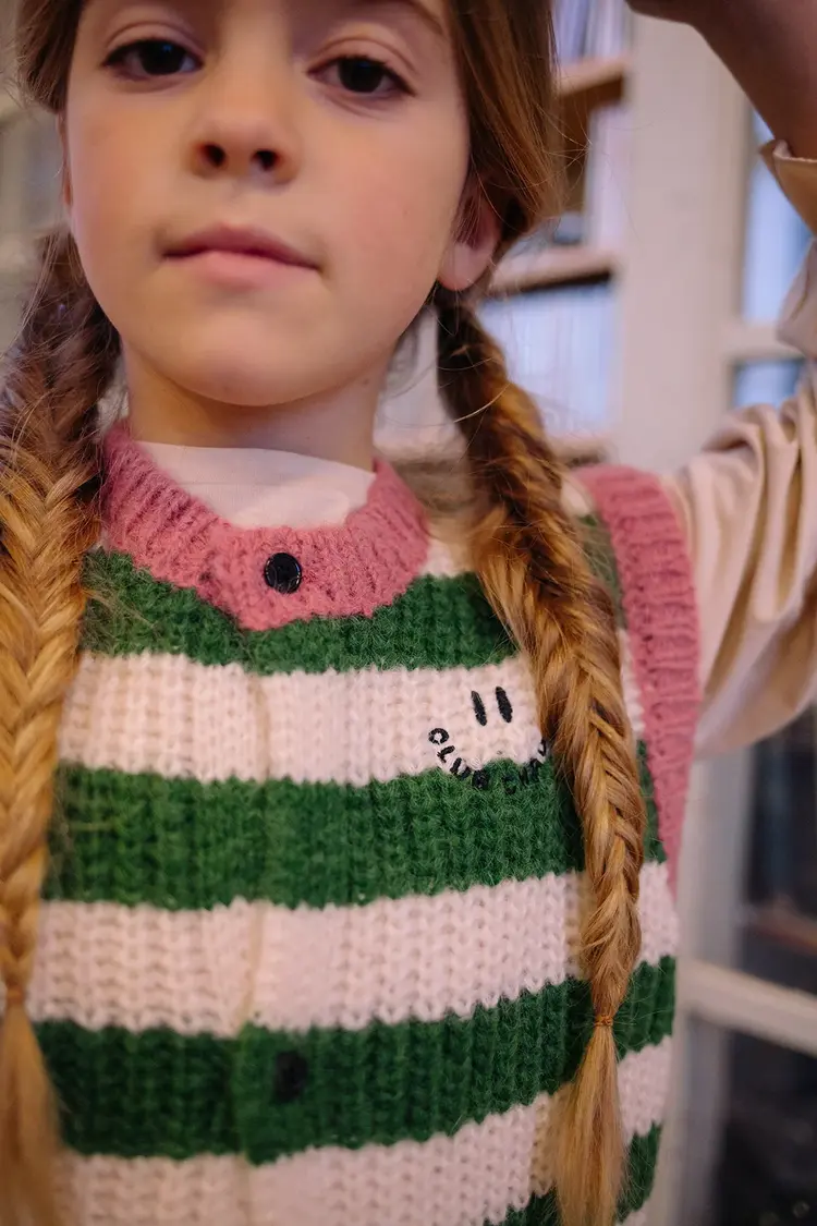 Sproet & Sprout Knitted Vest Stripes - Deep Green