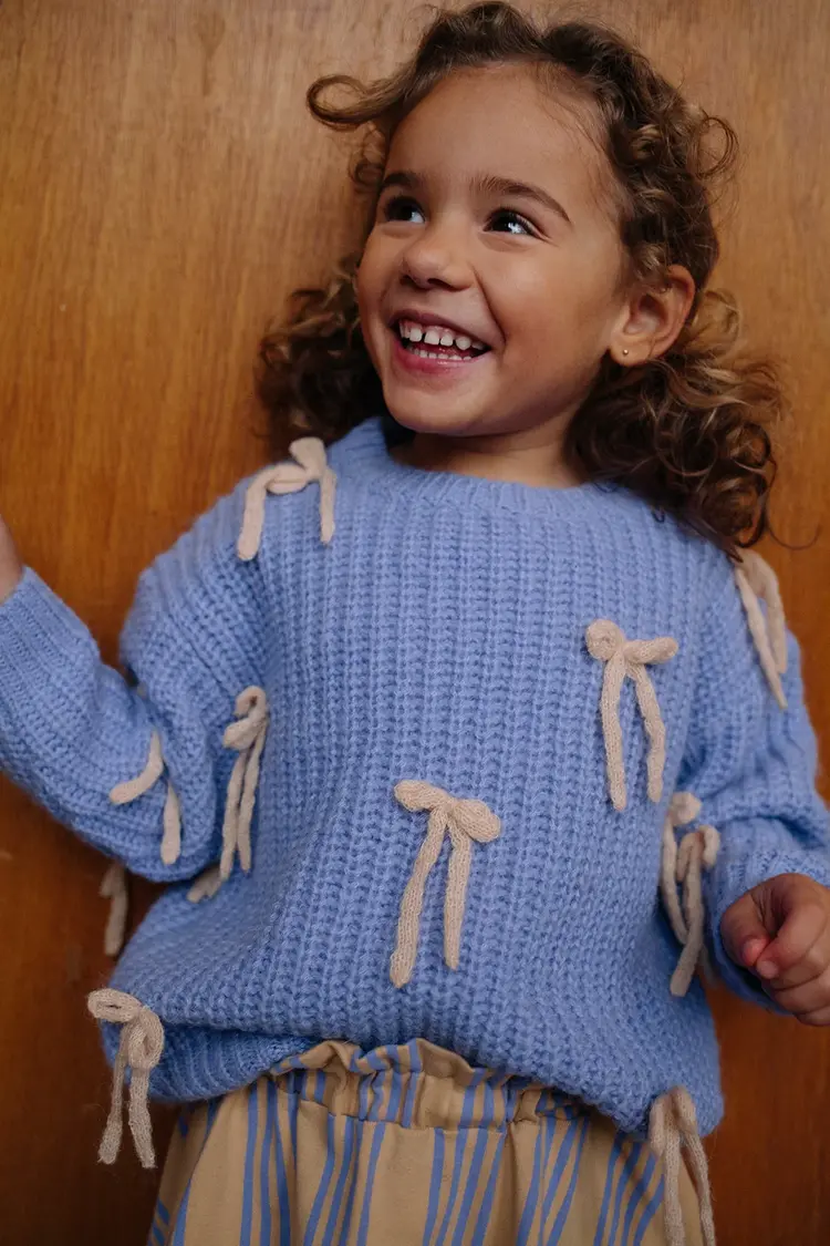 Sproet & Sprout Sweater - Bows Crayon Cloud