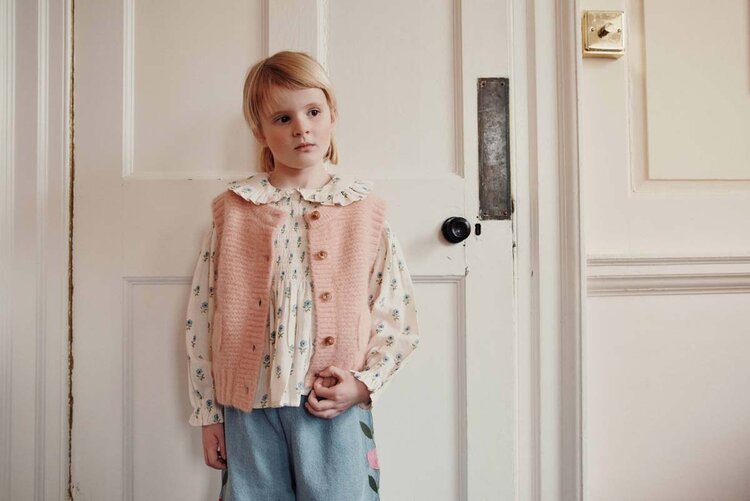 Emile et Ida Trousers Denim Brode Tulipe - Bleu Delave