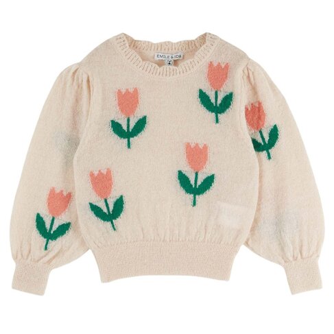 Emile et Ida Pull Intarsia Tulipes - Tulipe Rose