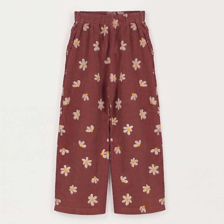 Lotiekids Corduroy Trousers DAISIES all over - Washed Brown