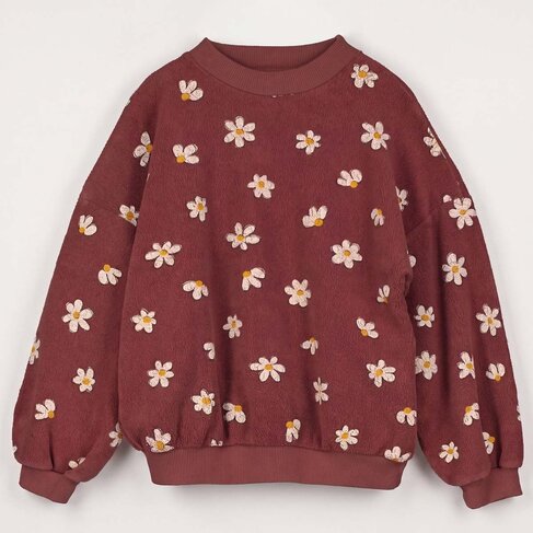 Lotiekids Teddy Sweatshirt DAISIES all over - Washed Brown
