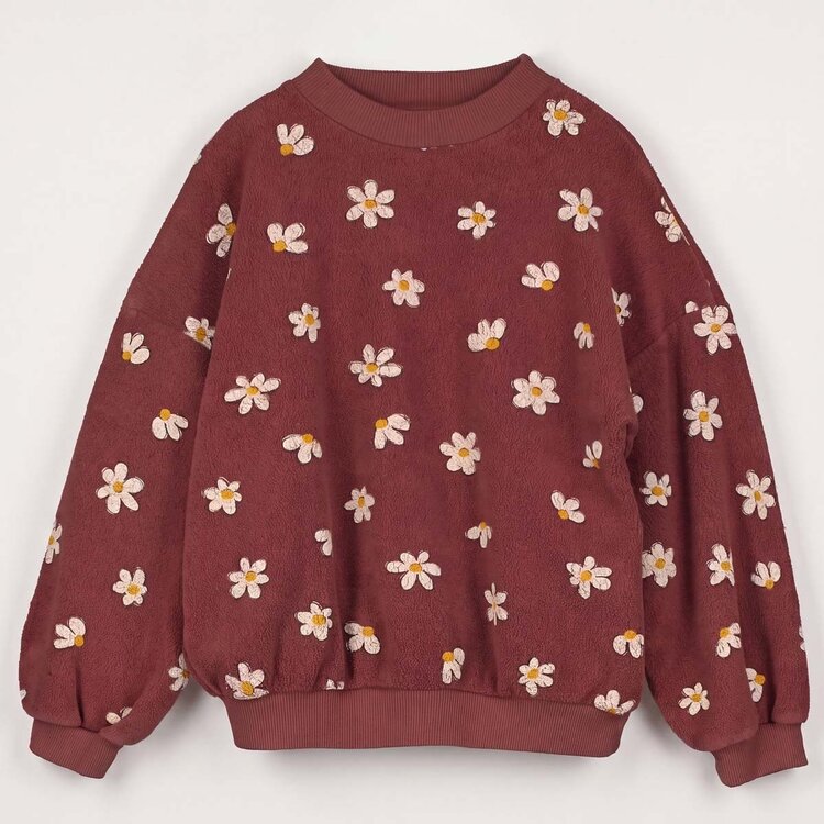 Lotiekids Teddy Sweatshirt DAISIES all over - Washed Brown