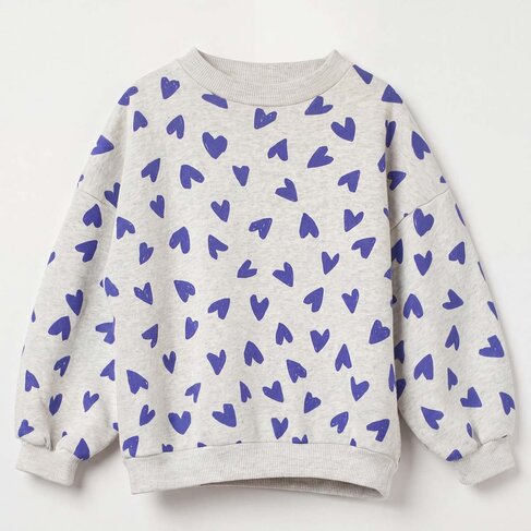 Lotiekids Sweatshirt Brushed Sweat HEARTS allover - Grey Melange