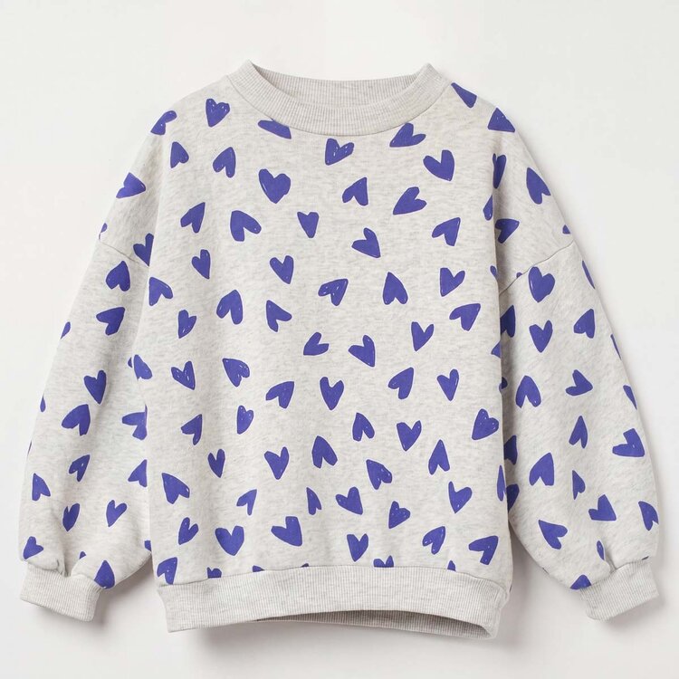 Lotiekids Sweatshirt Brushed Sweat HEARTS allover - Grey Melange