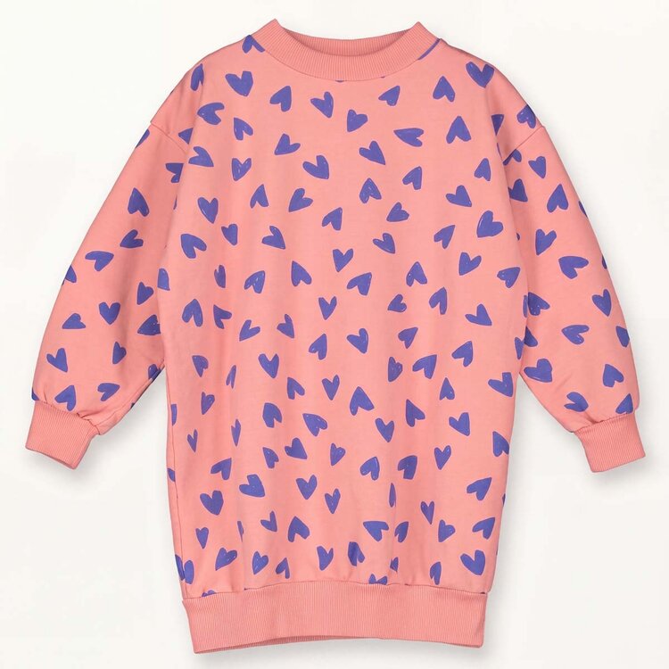Lotiekids  Long Sweatdress HEARTS all over - Peach Rose