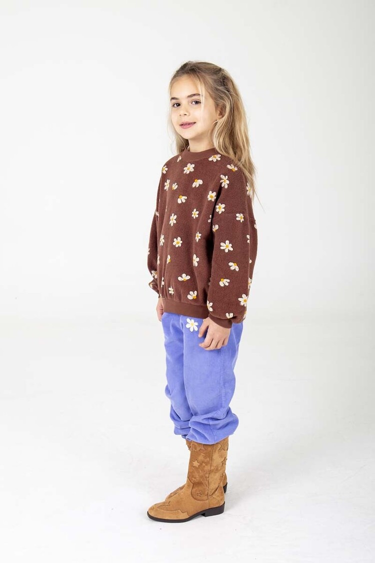 Lotiekids Teddy Sweatshirt DAISIES all over - Washed Brown