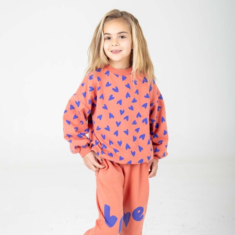 Lotiekids Sweatshirt Brushed Sweat HEARTS allover - Coral