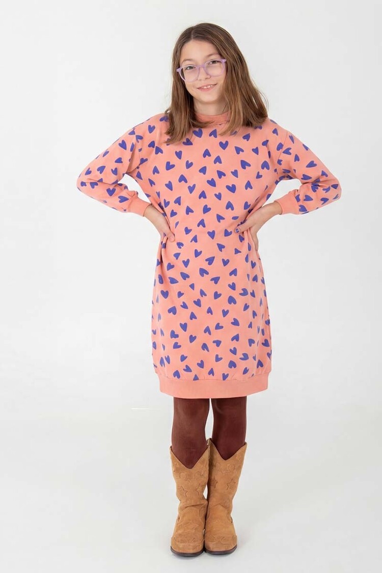 Lotiekids  Long Sweatdress HEARTS all over - Peach Rose