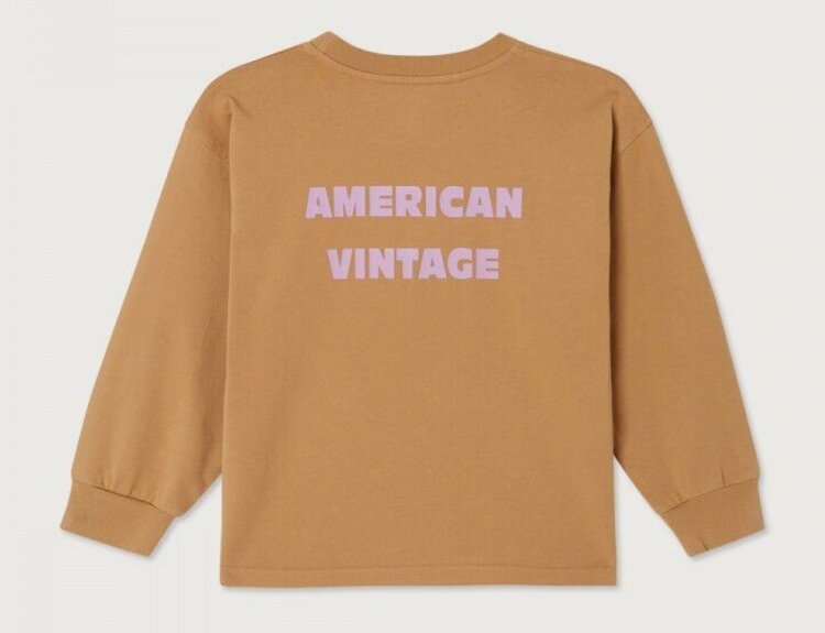 American Vintage FIZVALLEY t-shirt LS - Beurre de Cacahuete Vintage