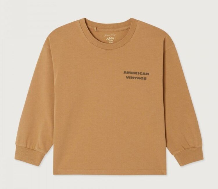 American Vintage FIZVALLEY t-shirt LS - Beurre de Cacahuete Vintage