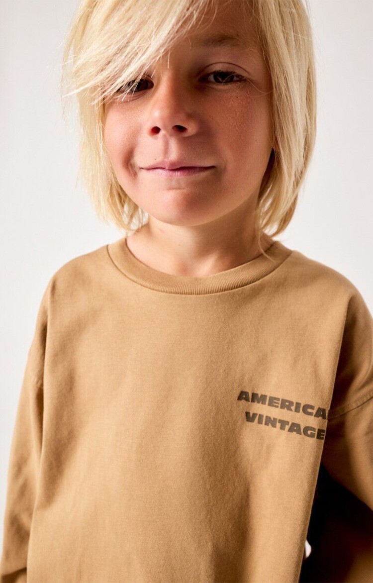 American Vintage FIZVALLEY t-shirt LS - Beurre de Cacahuete Vintage