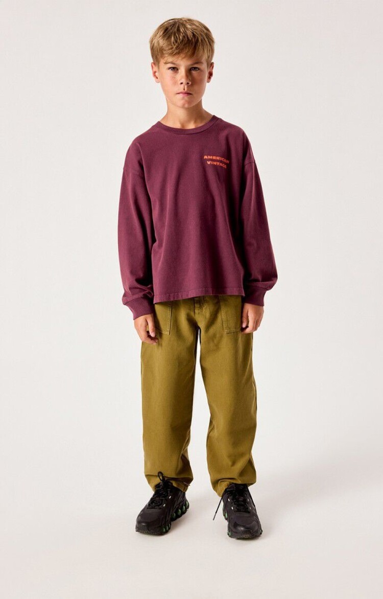 American Vintage FIZVALLEY t-shirt LS - Aubergine Vintage